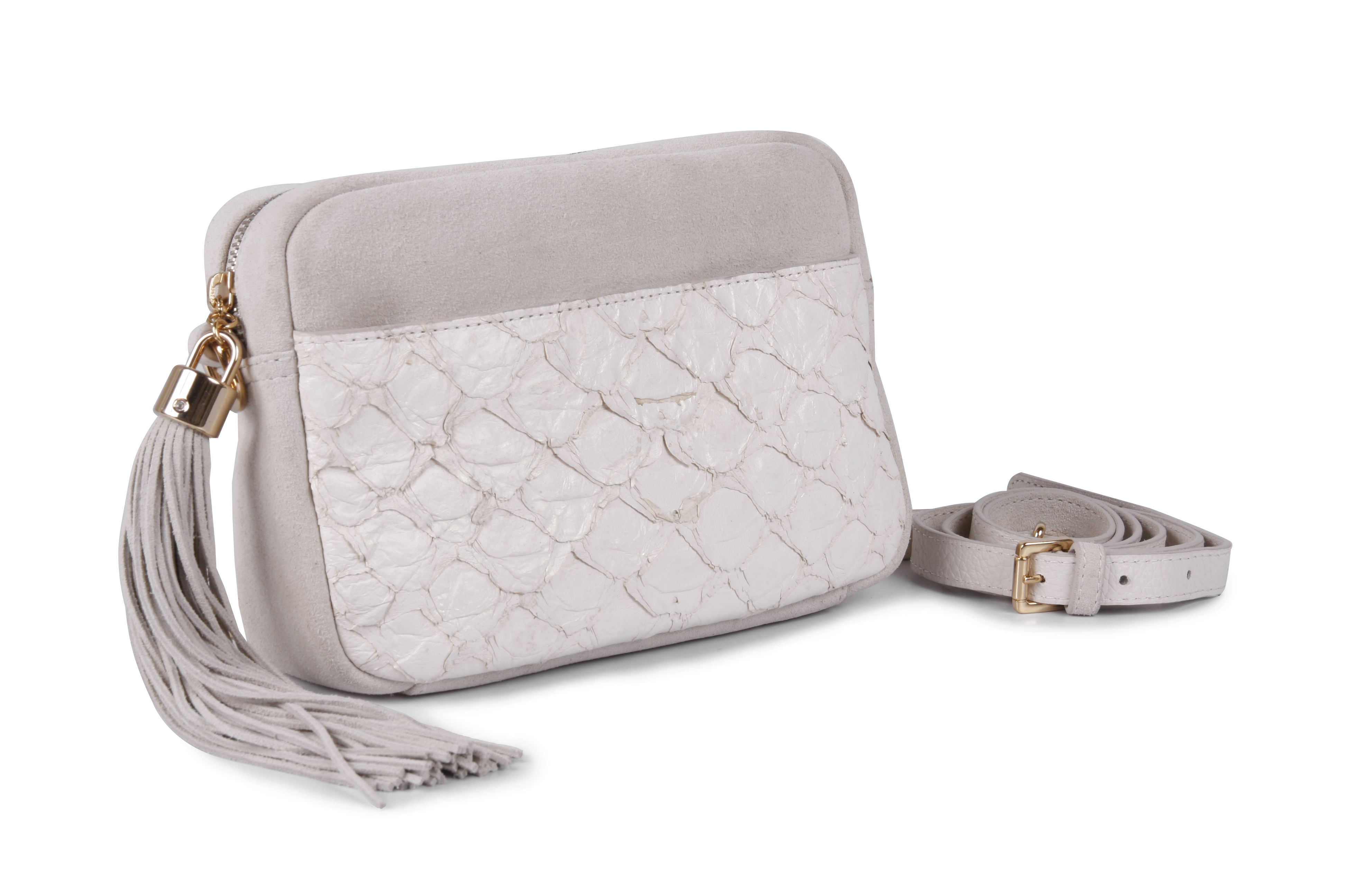 Bolsa tira colo pirarucu off white