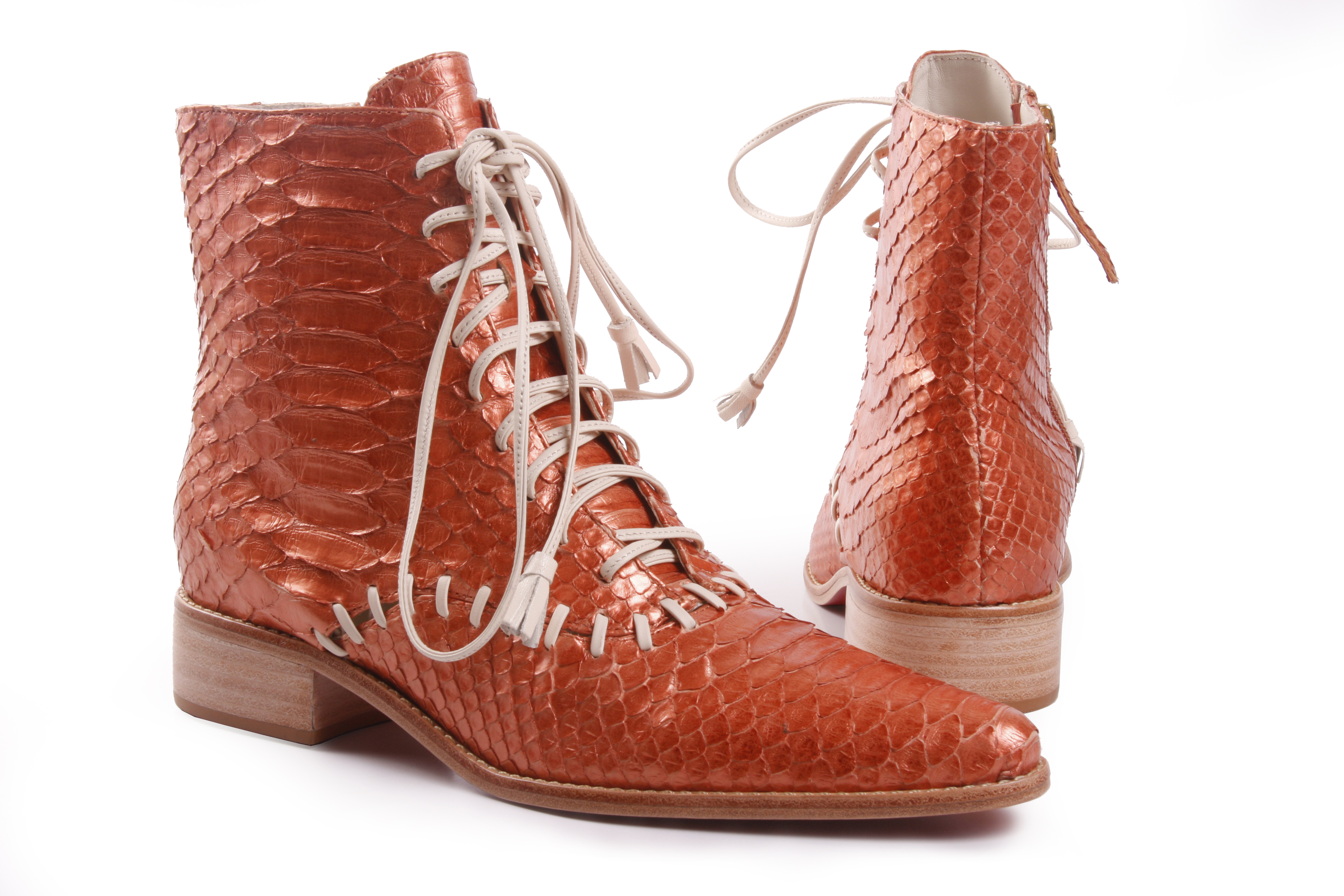 Bota Jump Python arredondado Coral metalizado