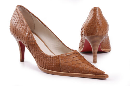 Scarpin Jump Cobra Python Caramelo