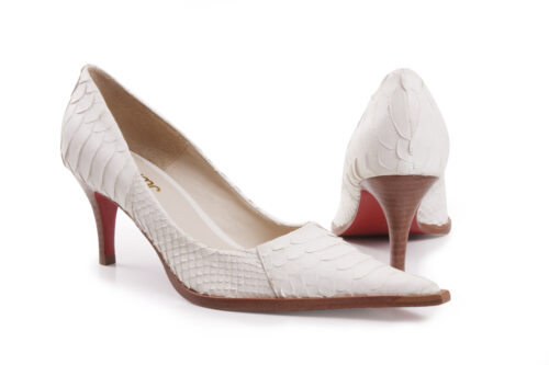 Scarpin Jump Cobra Python Branco