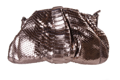 Clutch em cobra python prata
