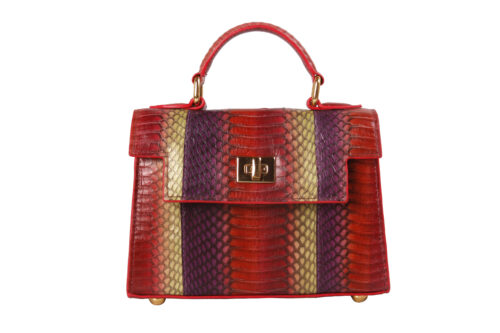 Bolsa Python Roxa Vermelha