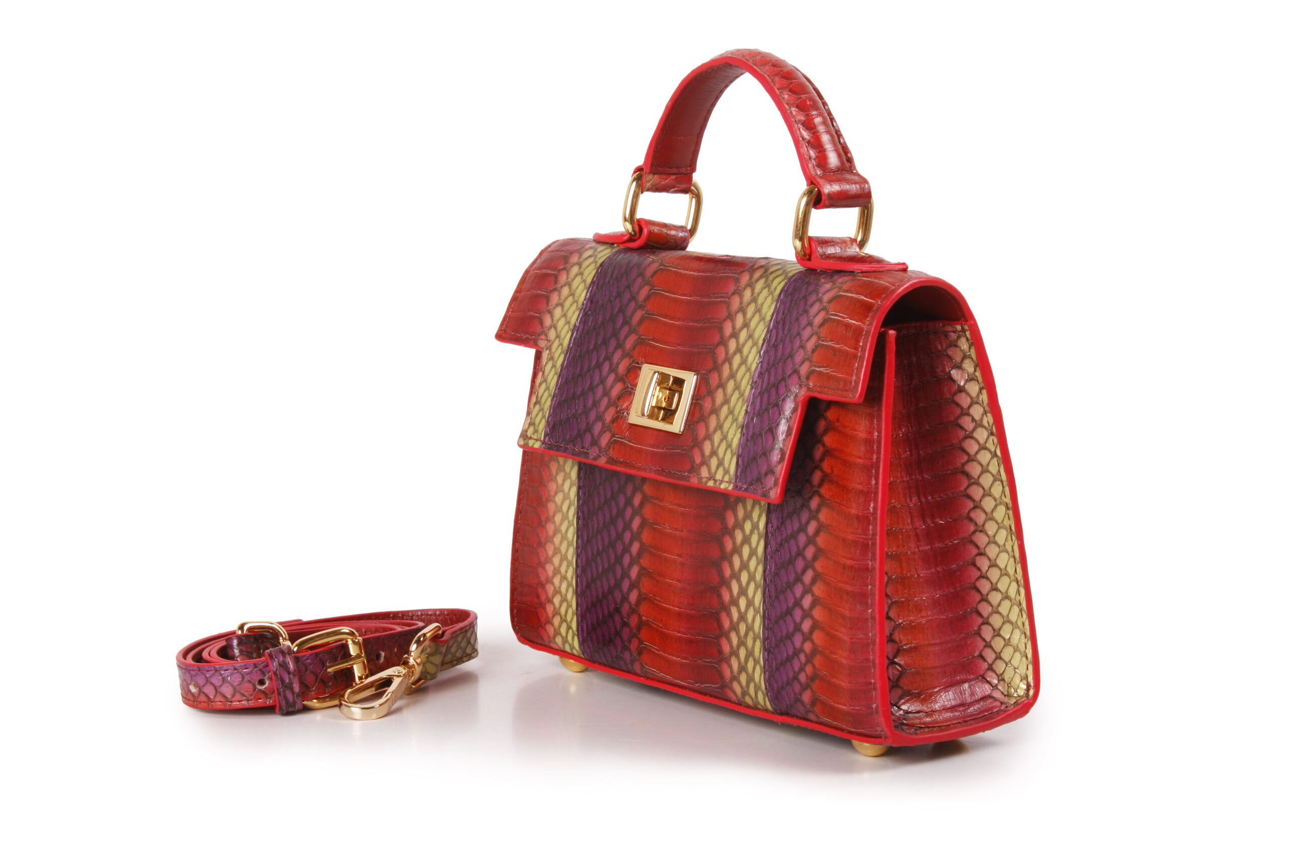 Bolsa Python Roxa Vermelha - Imagem 3