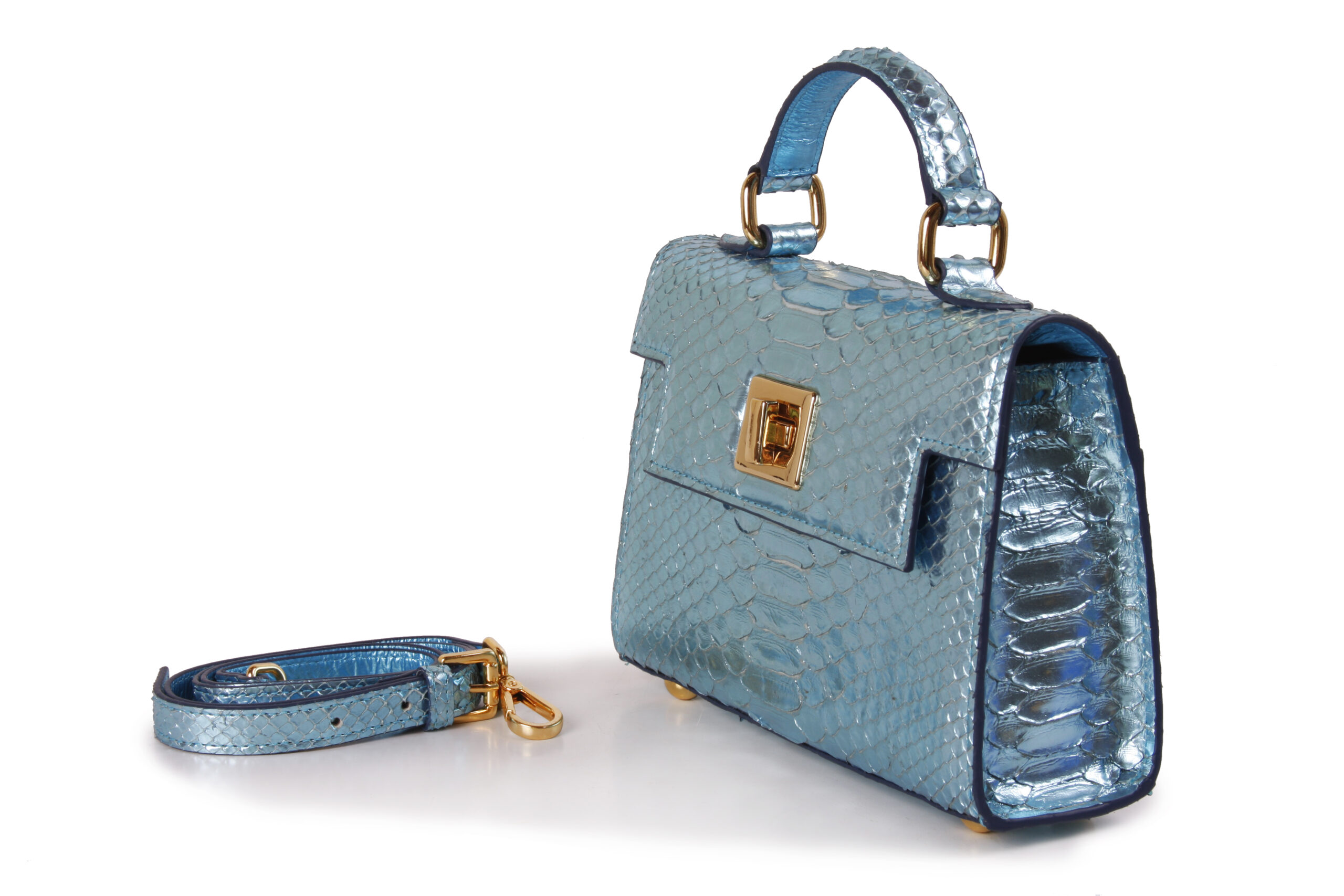 Bolsa Python Azul Marmorizado - Imagem 4